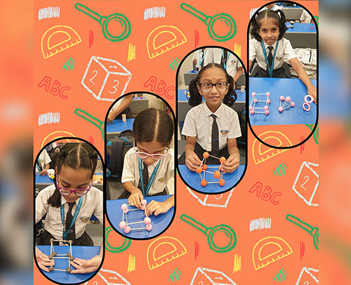 Grade 3A student making and learning 3d shapes